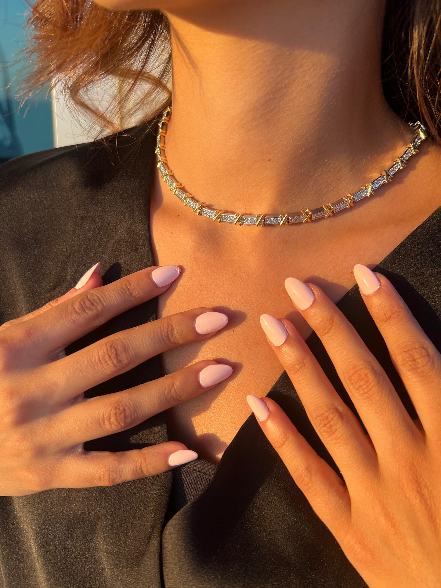 X Link Diamond Tennis Necklace