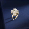 Four Leaf Clover Heart Adjustable Rotatable Ring