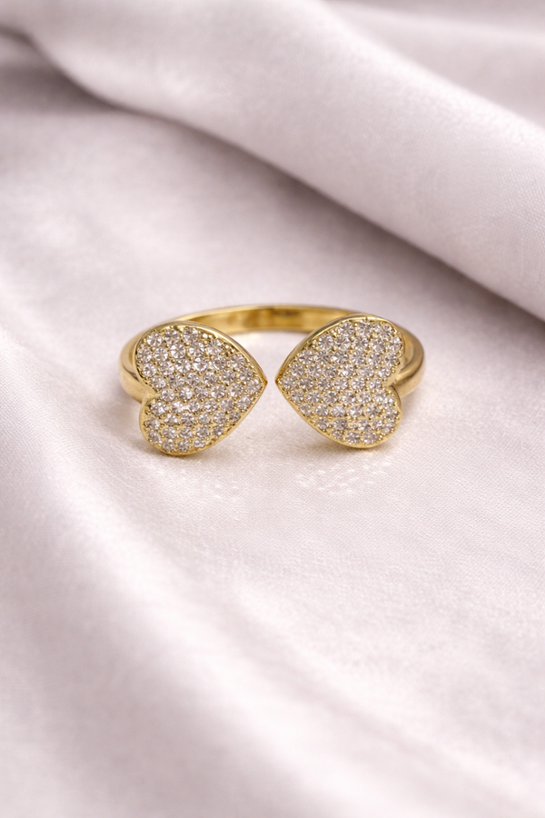 Twin Hearts Sparkle Ring