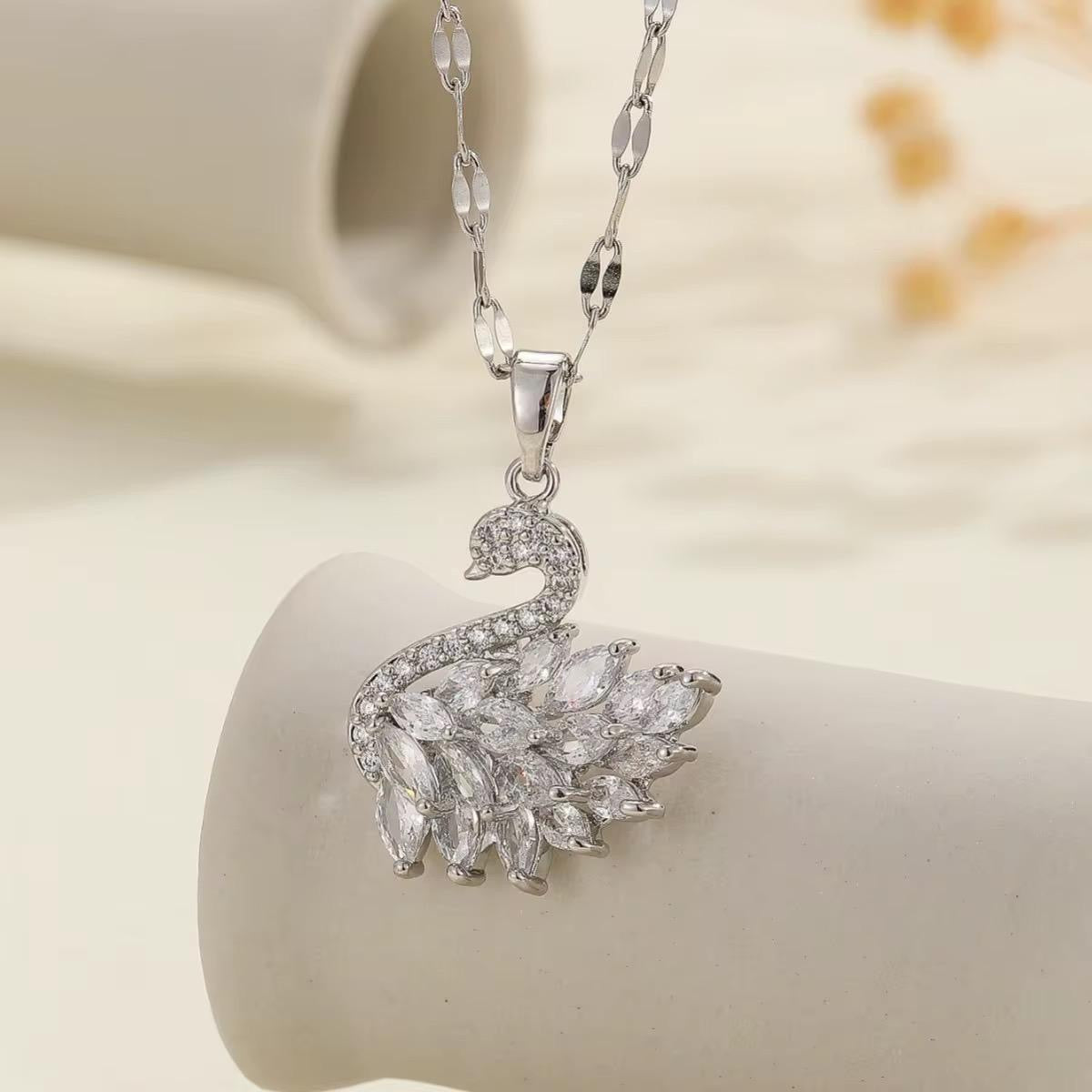 Crystal Swan Necklace