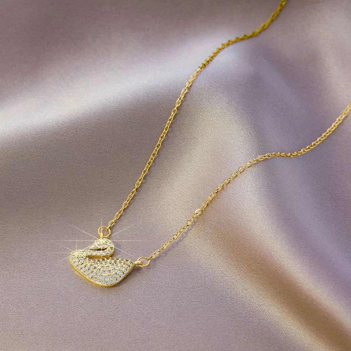 Golden Swan Crystal Necklace