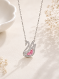 Pink Crystal Swan Necklace
