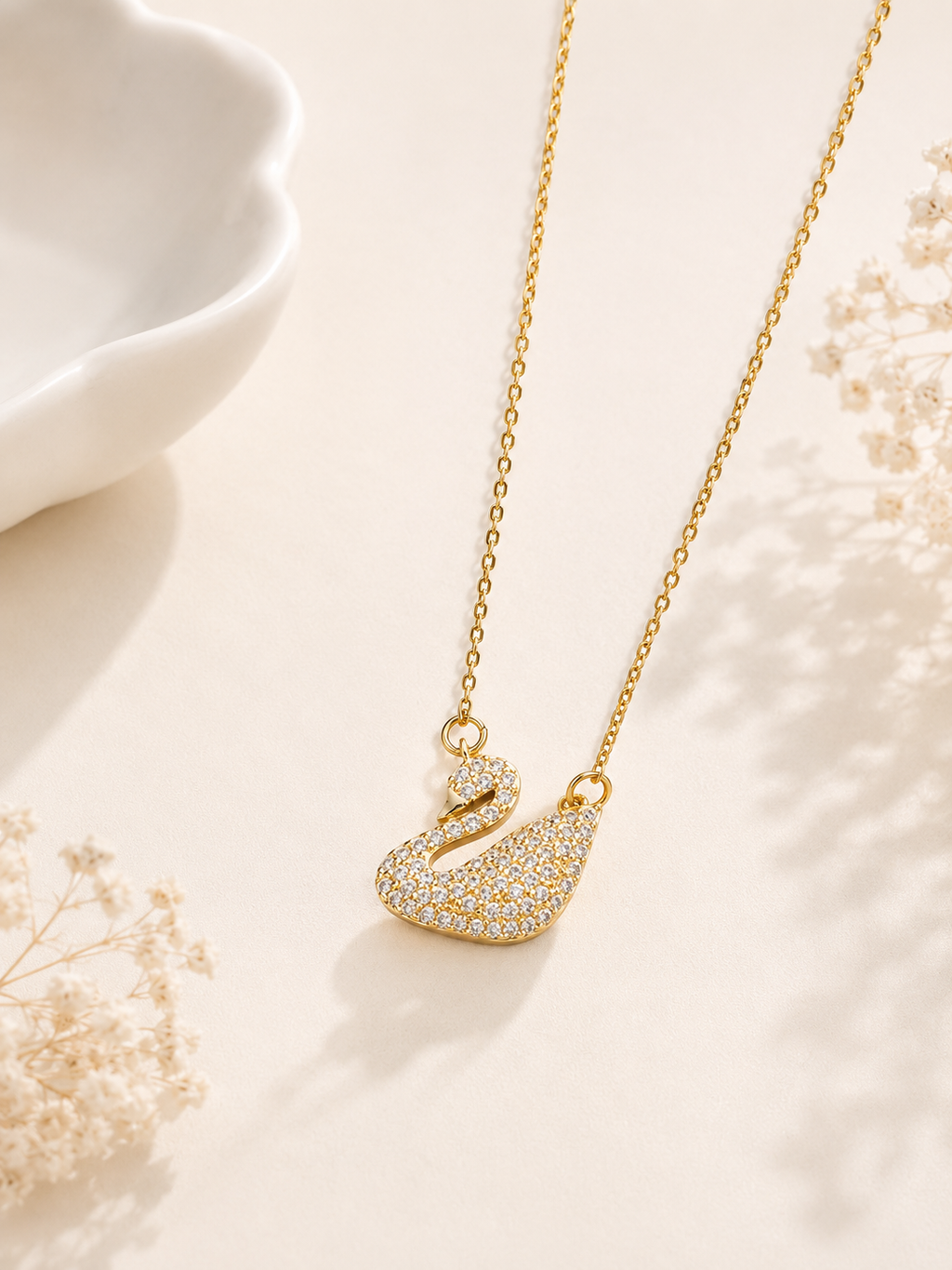 Golden Swan Crystal Necklace