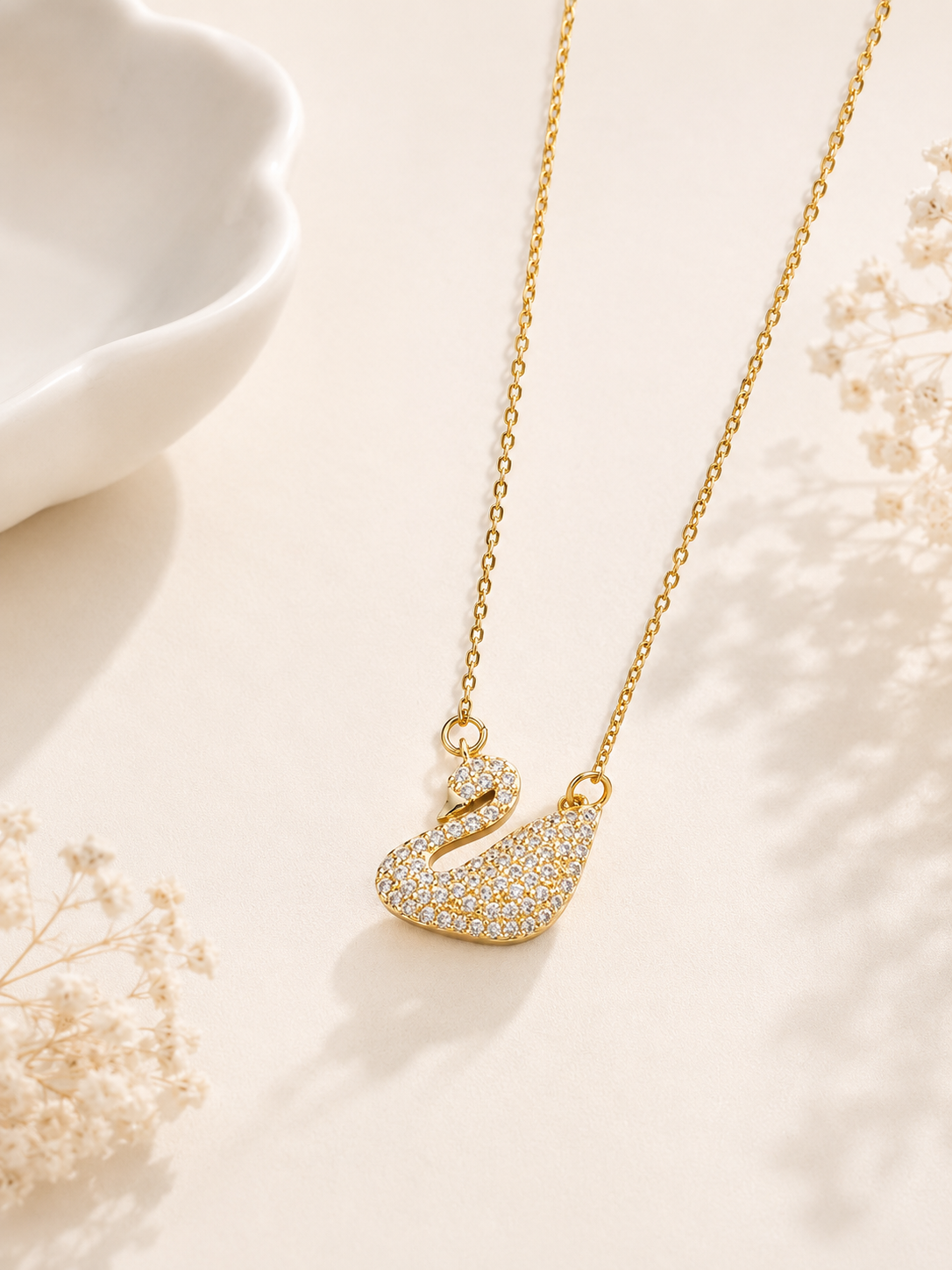 Golden Swan Crystal Necklace