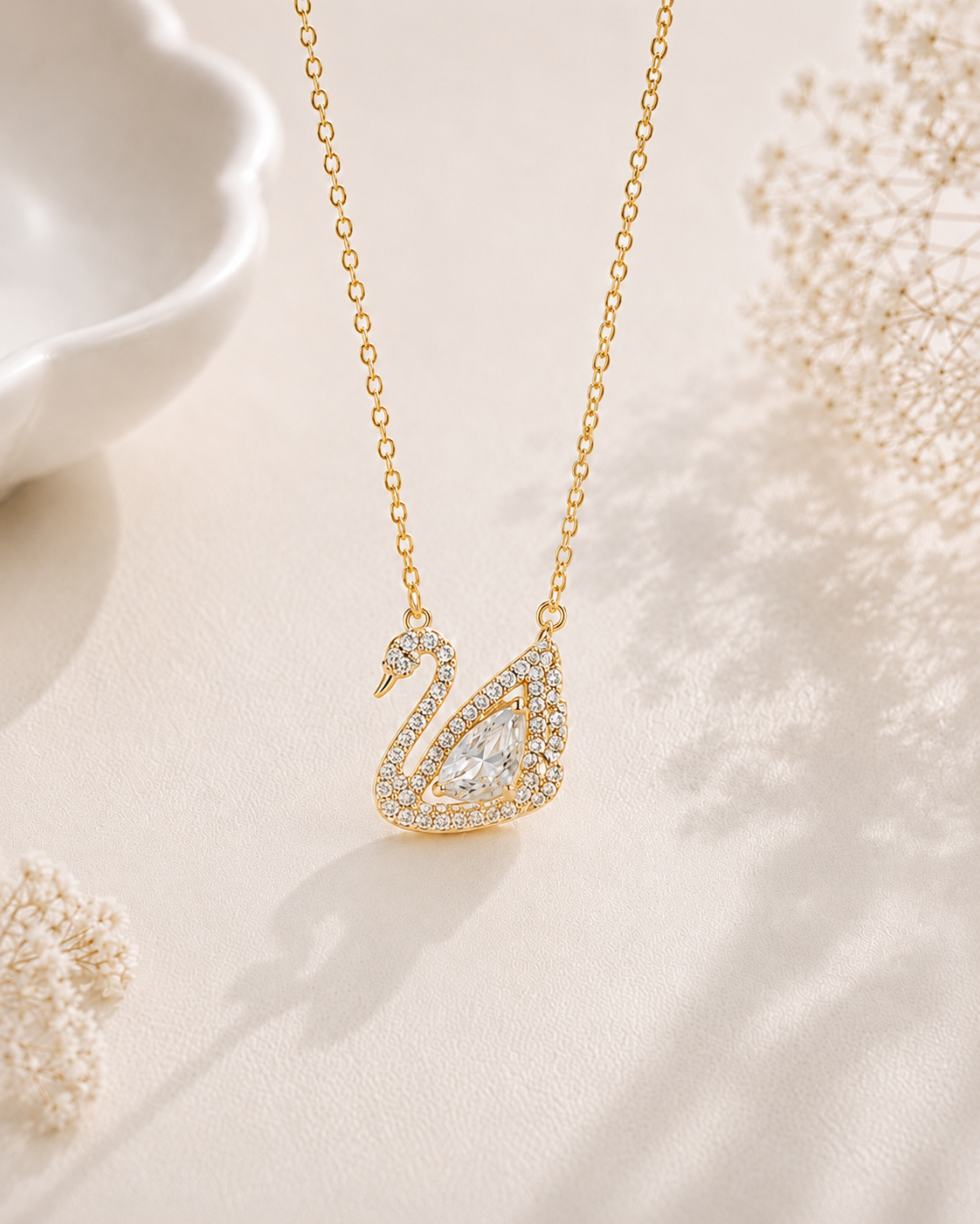 Crystal Swan Necklace