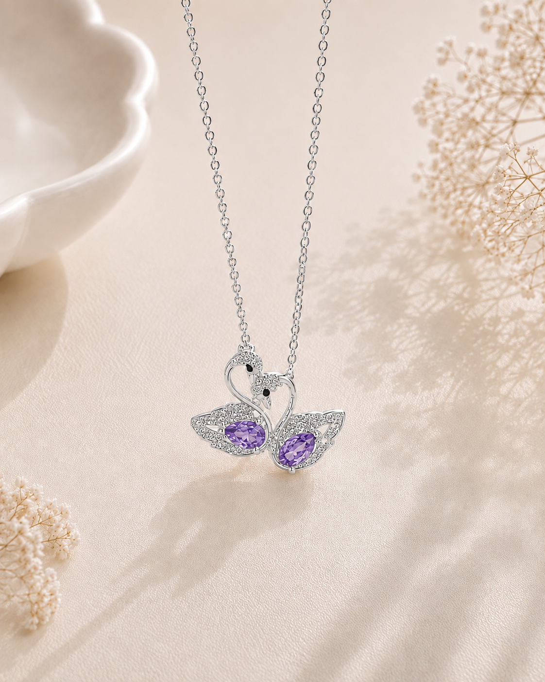 Twin Swans Necklace