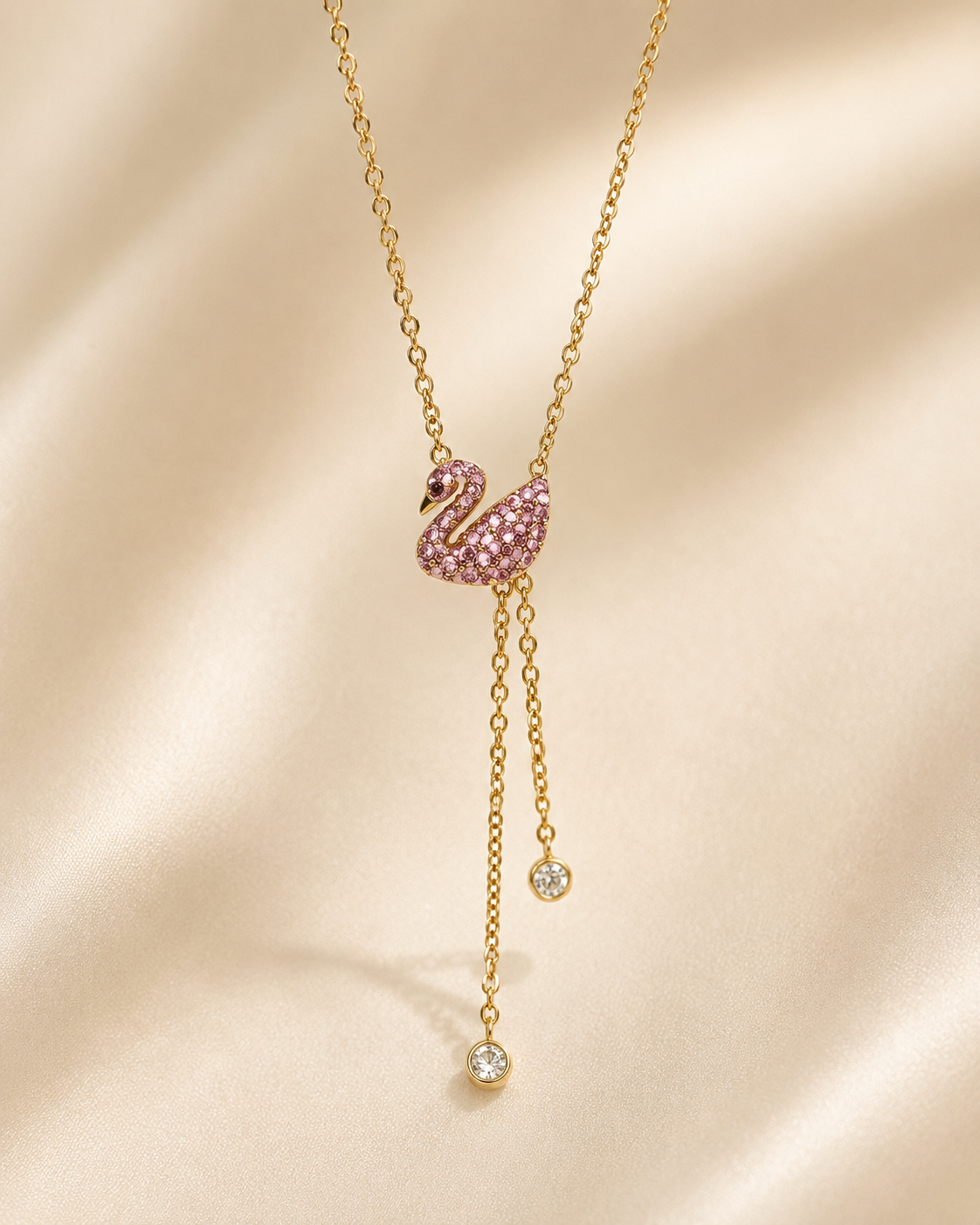 Swan Charm Drop Necklace