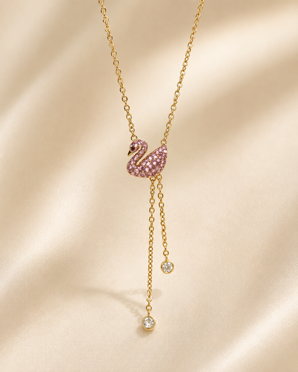 Swan Charm Drop Necklace