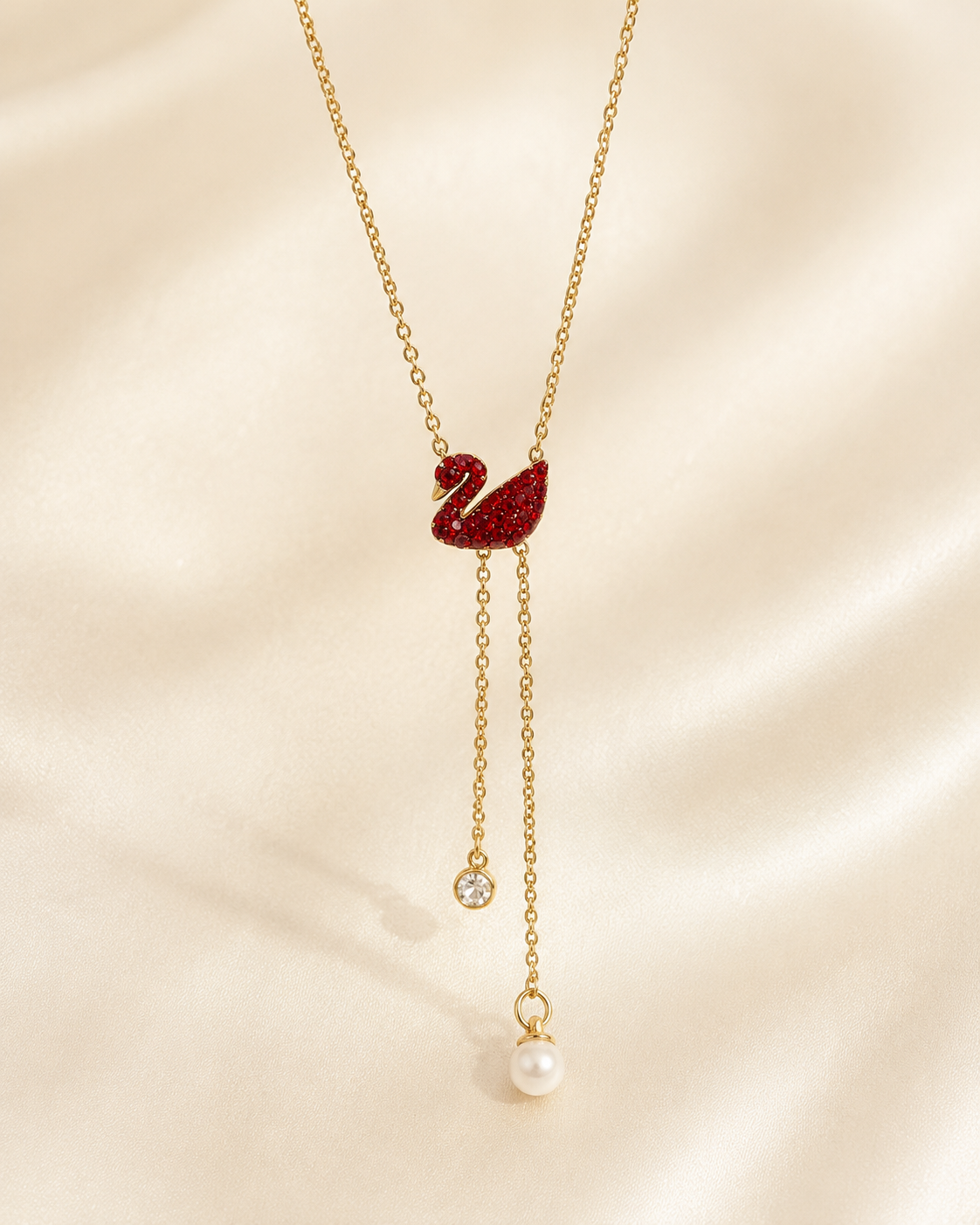 Swan Charm Drop Necklace