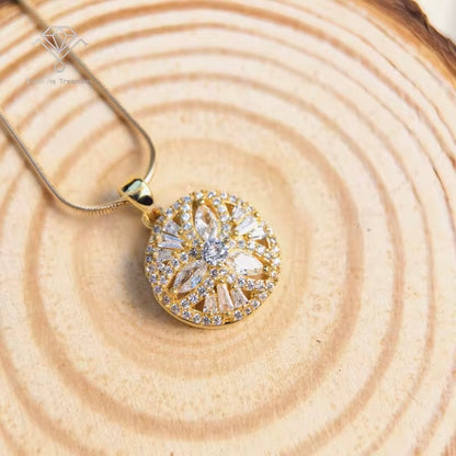 Zodiac with Flowers Rotatable Necklace