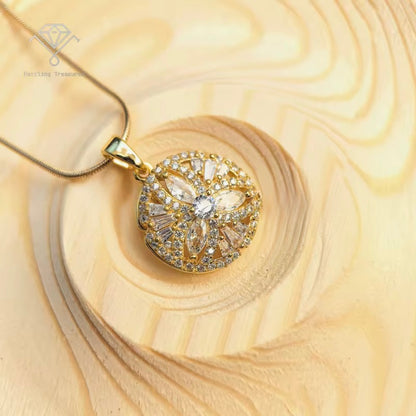 Zodiac with Flowers Rotatable Necklace