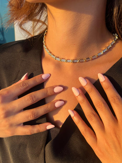 X Link Diamond Tennis Necklace