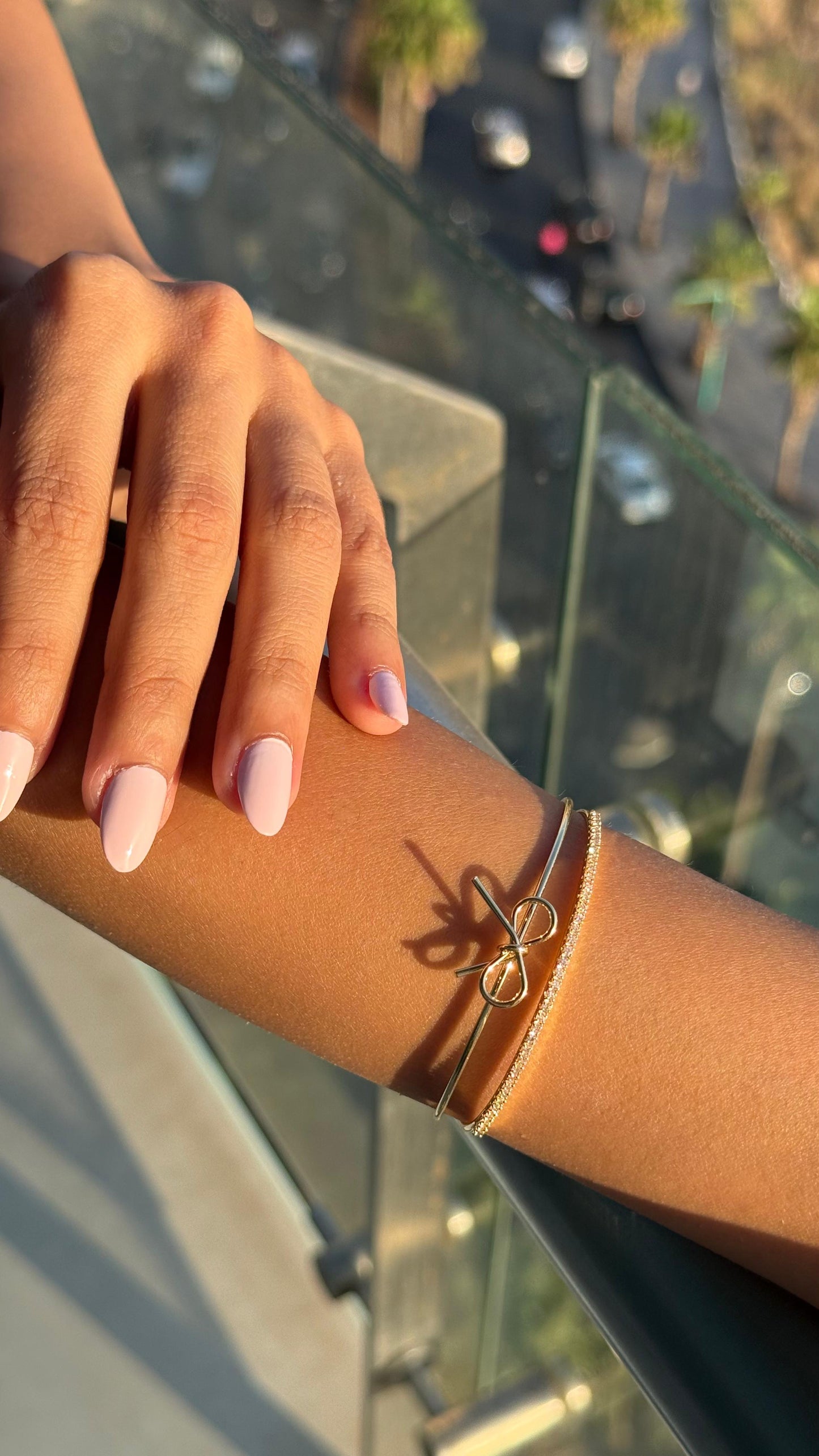 Dainty Crystal Bow Bangle